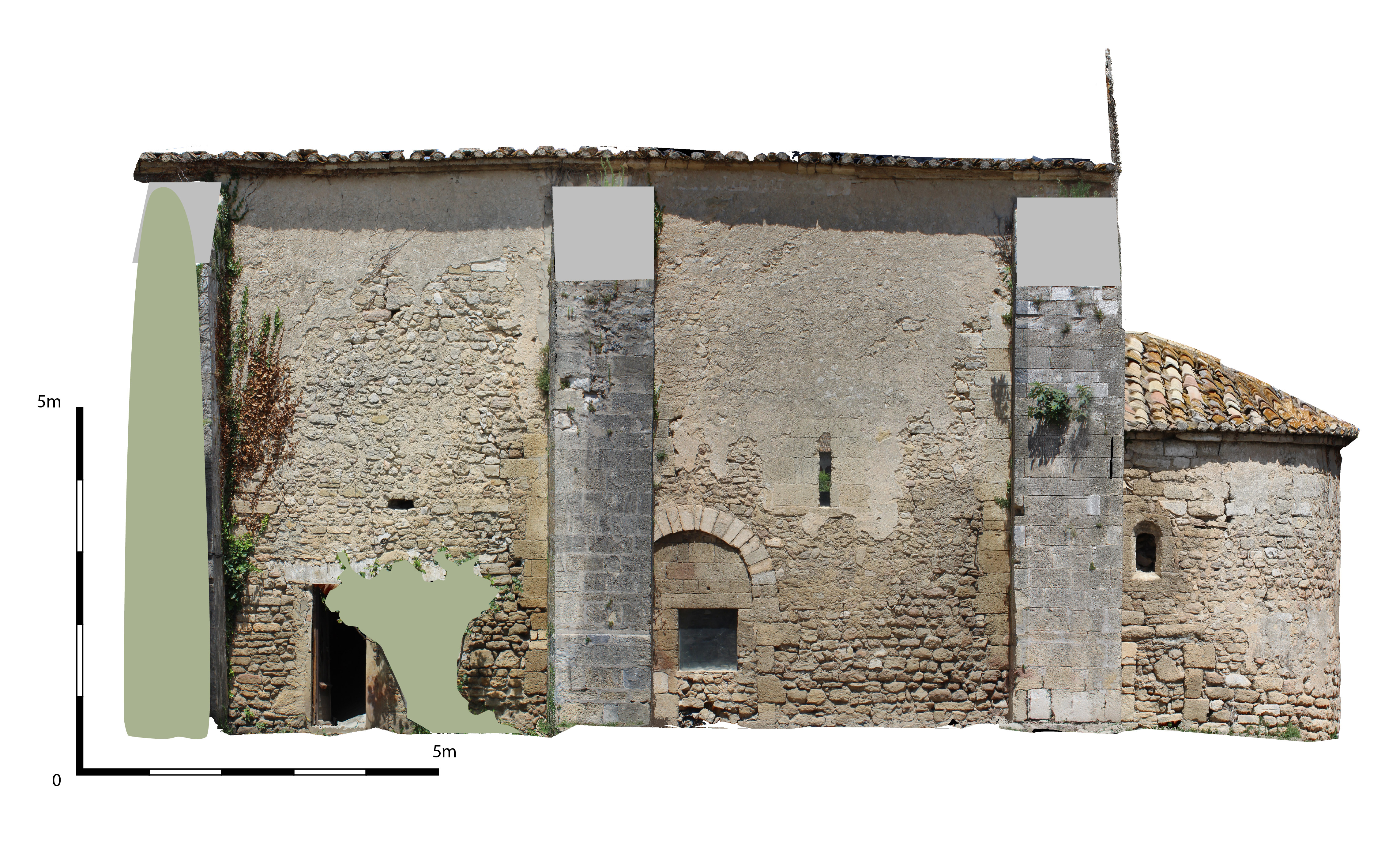 Orthophotographie du mur sud de la chapelle Saint-Andéol de Velorgues - Cepam (CNRS-UMR 7264)